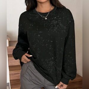 XL NEW Lightwear EZwear Spring Black Fried Fall Winter Womens Black Sweatshirt